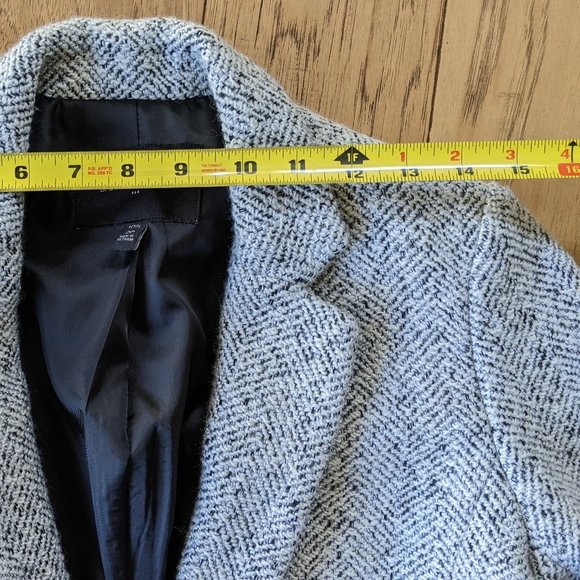 Tweed Black White Herringbone Wool Lined Blazer Jacket 2P 2 Petite XS Small - Picture 5 of 15
